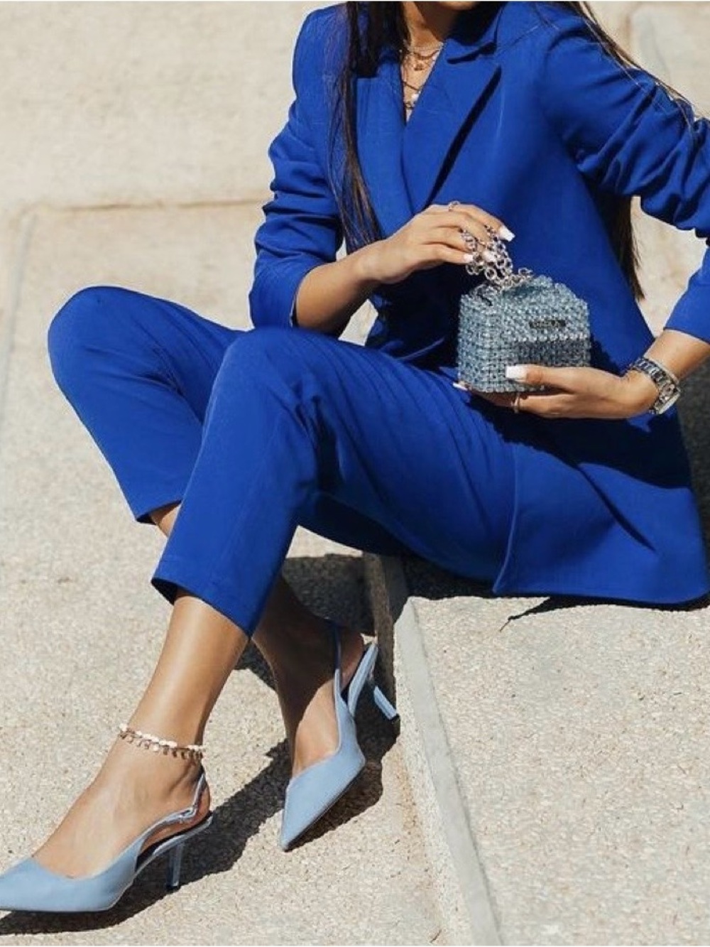 Zara Royal Blue Ankle Pant suit